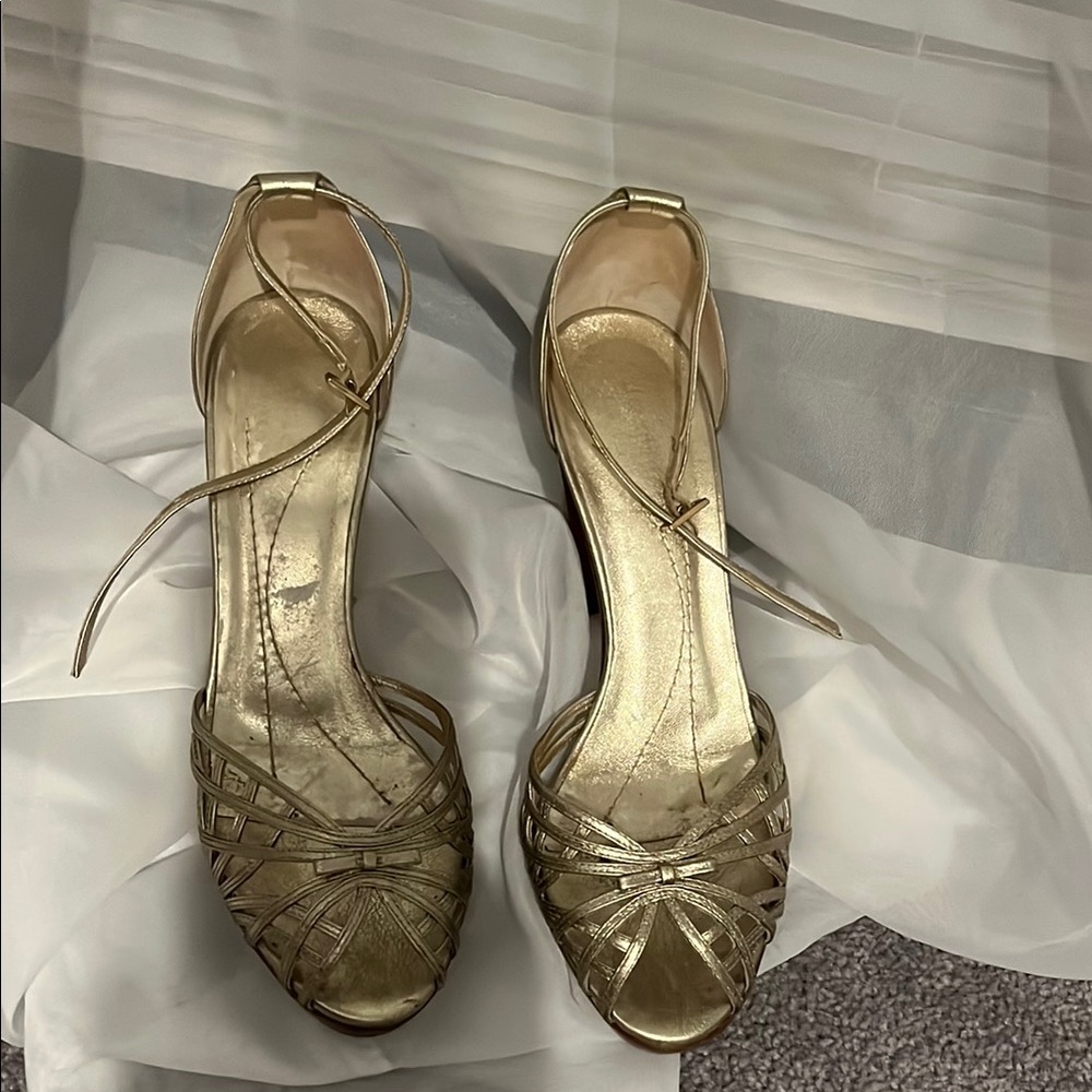 Elegant Gold Strappy Women's Heels